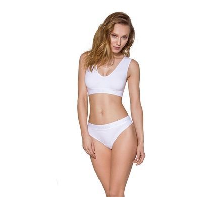 Комфортные женские трусики-бразилиана из хлопка Passion M белые