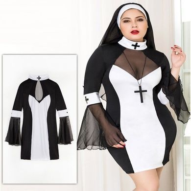 Еротичний костюм черниці JSY &laquo;Грішниця Лола&raquo; Plus Size Black, сукня, хрест, апостольник