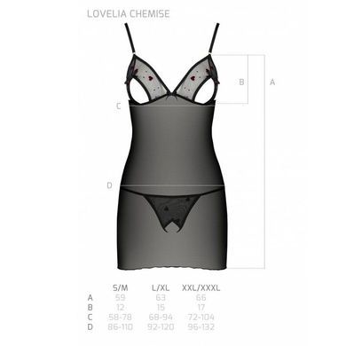 Пеньюар з вирізами на грудях, стрінги Passion LOVELIA CHEMISE S/M, black