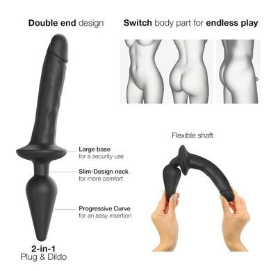 Анальна пробка з ділдо Strap-On-Me SWITCH PLUG-IN REALISTIC DILDO Black XXL SO6830 фото