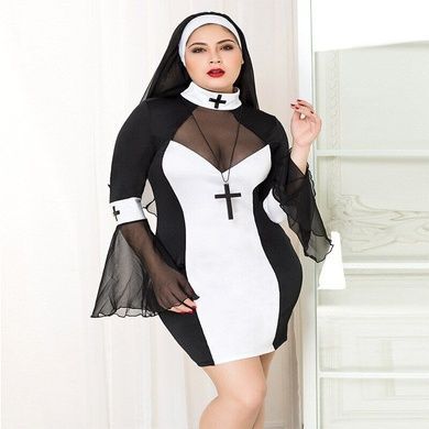 Еротичний костюм черниці JSY &laquo;Грішниця Лола&raquo; Plus Size Black, сукня, хрест, апостольник