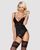 Сатиновий мереживний корсет Obsessive 810-COR-1 babydoll & thong S/M, чорний, корсет, танга