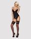 Сатиновий мереживний корсет Obsessive 810-COR-1 babydoll & thong S/M, чорний, корсет, танга