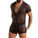 Комплект сетчатого мужского белья Passion 052 SET MICHAEL XXL/XXXL black, рубашка, боксеры, заклепки