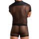 Комплект сетчатого мужского белья Passion 052 SET MICHAEL XXL/XXXL black, рубашка, боксеры, заклепки