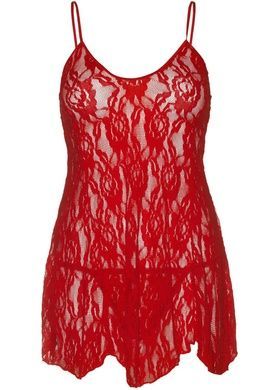 Мереживна жіноча сорочка бебі-дол Leg Avenue Rose Lace One Size червона
