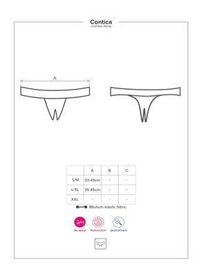 Спокусливі мереживні трусики танга з доступом Obsessive Contica L/XL чорні