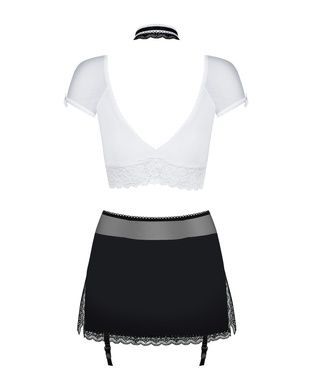 Эротический костюм секретарши Obsessive Secretary suit 5pcs black L/XL, черно-белый, топ, юбка, стри