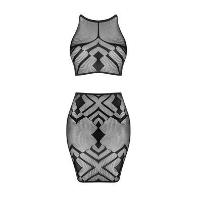 Эротичный полупрозрачный комплект Obsessive K101 top & skirt S/M/L, топ, юбка
