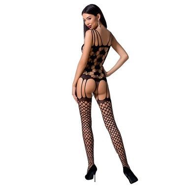 Бодистокинг Passion BS067 black, комбинезон, имитация чулок и топа на бретелях One Size