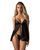 Пеньюар і трусики Obsessive Blomentis babydoll & thong XS/S чорний