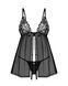 Пеньюар і трусики Obsessive Blomentis babydoll & thong XS/S чорний