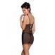 Пеньюар з вирізами на грудях, стрінги Passion LOVELIA CHEMISE XXL/XXXL, black