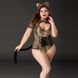 Эротический костюм кошечки JSY &laquo;Императрица Китти&raquo; Plus Size, Black, боди, шнуровка, хвост, ушки