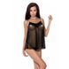 Пеньюар прозрачный беби долл. Passion MELANIA CHEMISE L/XL, black, трусики, на тонких бретелях