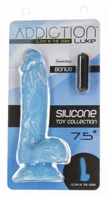 Фалоімітатор, що світиться у темряві ADDICTION - LUKE - 7.5"- BLUE G.I.D SO4531 фото