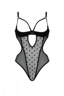Еротичне боді Passion MARINA BODY, L/XL, black, з відкритими чашками
