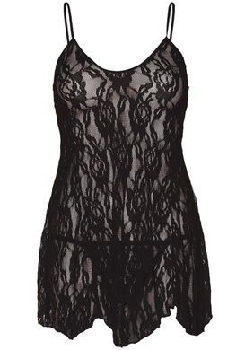 Кружевная женская рубашка беби-долл Leg Avenue Rose Lace Queen Size черная