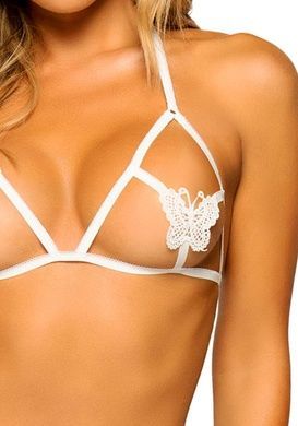 Еротичний комплект з відкритою чашкою Leg Avenue Open cup bra and pearl panty One Size White