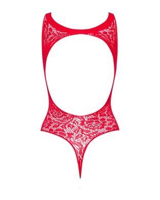 Ажурний бодістокінг із ефектом шнурівки Obsessive B120 teddy red S/M/L, червоний
