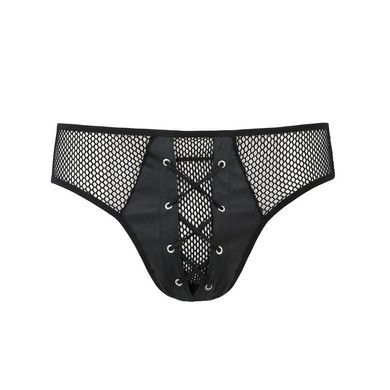 Мужские трусы со шнуровкой Passion 035 SLIP RICHARD XXL/XXXL Black, экокожа, сетка