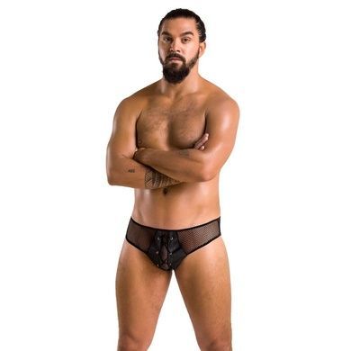 Мужские трусы со шнуровкой Passion 035 SLIP RICHARD XXL/XXXL Black, экокожа, сетка