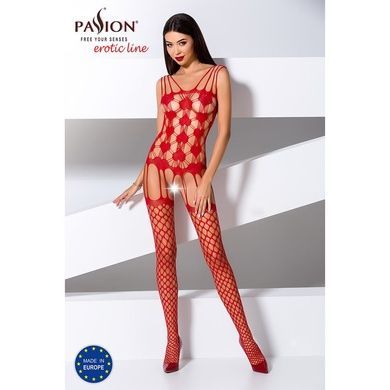 Бодистокинг Passion BS067 red, комбинезон, имитация чулок и топа на бретелях One Size