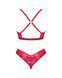 Комплект белья Obsessive Lacelove cupless 2-pcs set XL/2XL Red, открытый доступ, открытая грудь