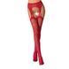 Сітчасті панчохи-стокінги Passion S020 One Size, Red, ажурний візерунок, імітація пояса з гартерами