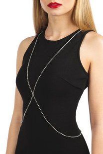 Сріблястий ланцюжок для бюста Bijoux Pour Toi &ndash; Elena Silver зі стразами