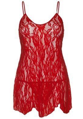Кружевная женская рубашка беби-долл Leg Avenue Rose Lace Queen Size красная