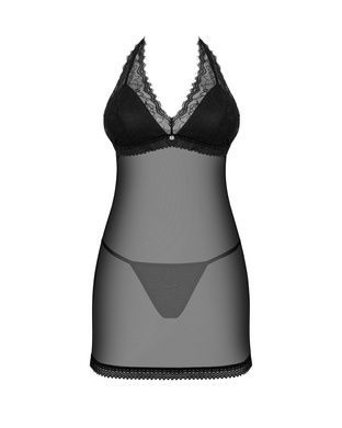 Пеньюар Obsessive Medilla chemise & thong XS/S черный