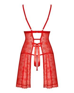 Сексуальная кружевная ночная рубашка Obsessive Claussica XS/S красная