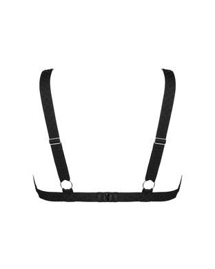 (SALE) Мереживний бюстгальтер із трикутною чашкою Obsessive Estiqua bra M/L, чорний, широкі лямки