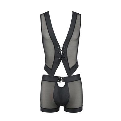 Комплект мужского белья на шнуровке Passion 053 SET WILLIAM XXL/XXXL Black, жилет, боксеры