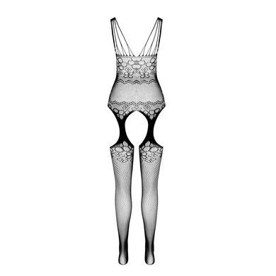 Бодістокінг Passion ECO BS004 black, відкритий доступ, імітація підв&rsquo;язок, квітковий декор