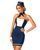 Еротичний костюм стюардеси Obsessive Stewardess uniform XS/S, blue, сукня, пілотка, шарф, манжети