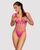 Сетчатый бодистокинг с продольными вырезами Obsessive B121 teddy S/M/L, розовый