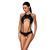 Боді з відкритим доступом Passion TASMINA BODY L/XL black, екошкіра, шнурівки, ажурні мережива