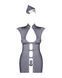 Еротичний костюм стюардеси Obsessive Stewardess 3 pcs costume grey L/XL, сірий, сукня, стрінги, піло