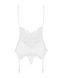 Сатиновий мереживний корсет Obsessive 810-COR-2 babydoll & thong L/XL, білий, корсет, танга