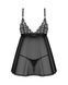 Пеньюар і трусики Obsessive Blomentis babydoll & thong XL/2XL чорний