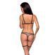Эротический комплект нижнего белья Passion GABI SET XXL/XXXL beige, трусики с гартерами