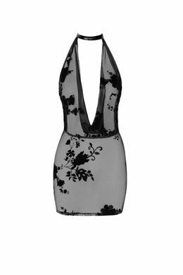 Прозора сексуальна міні-сукня з глибоким декольте і відкритою спиною Noir Handmade S чорна