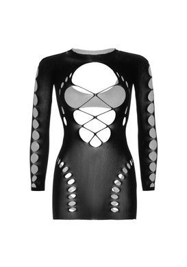 Сексуальное миниплатье с длинными рукавами и открытой спинкой и попкой Leg Avenue One size черное