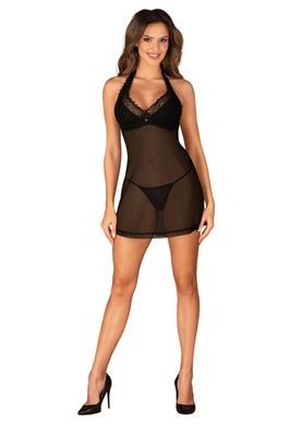 Пеньюар Obsessive Medilla chemise & thong M/L чорний