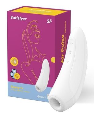 Кліторальний вакуумно-хвильовий смарт-стимулятор з вібрацією Satisfyer Curvy 1+ білий SO3781 фото