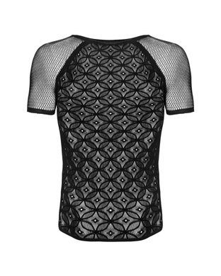 Чоловіча напівпрозора футболка з орнаментом Obsessive T102 T-shirt S/M/L, чорна