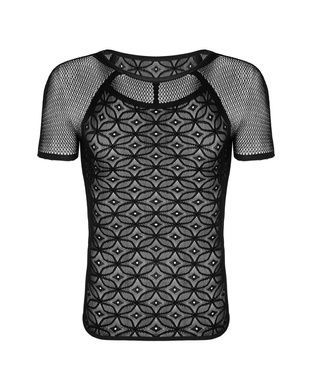 Чоловіча напівпрозора футболка з орнаментом Obsessive T102 T-shirt S/M/L, чорна