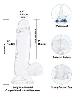 Прозорий фалоімітатор на присосці ADDICTION Clear Dildo with Balls 6 SO5580 фото